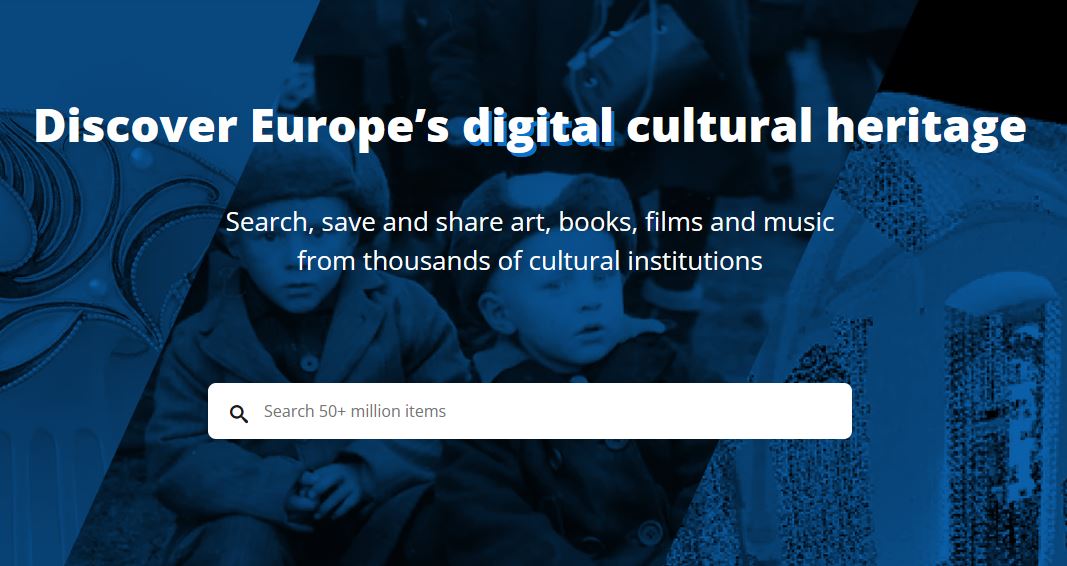 taustaks kaks väikest poissi esiplaanil tekst discover europe's digital cultural heritage