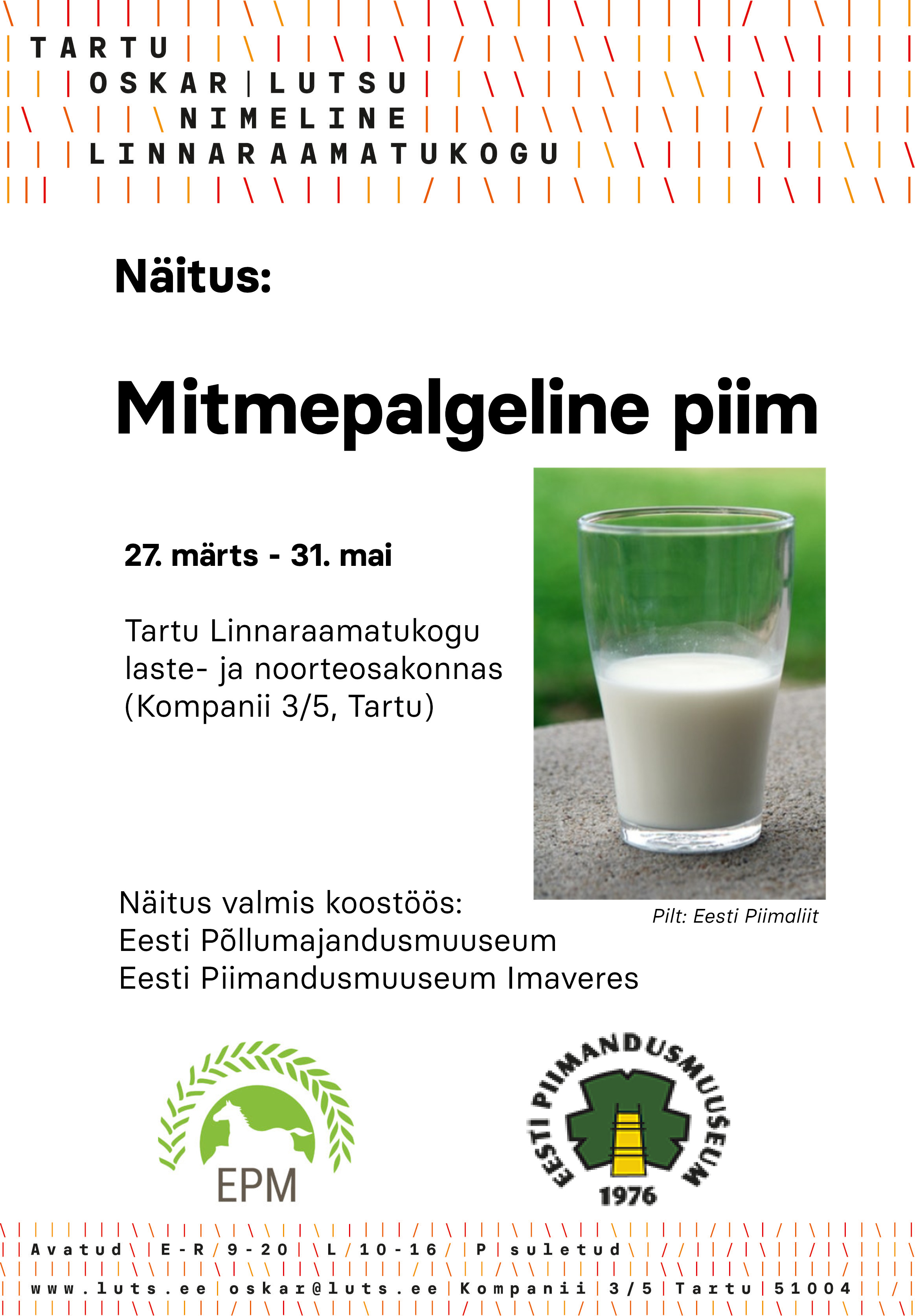 plakat näitusele Mitmepalgeline piim