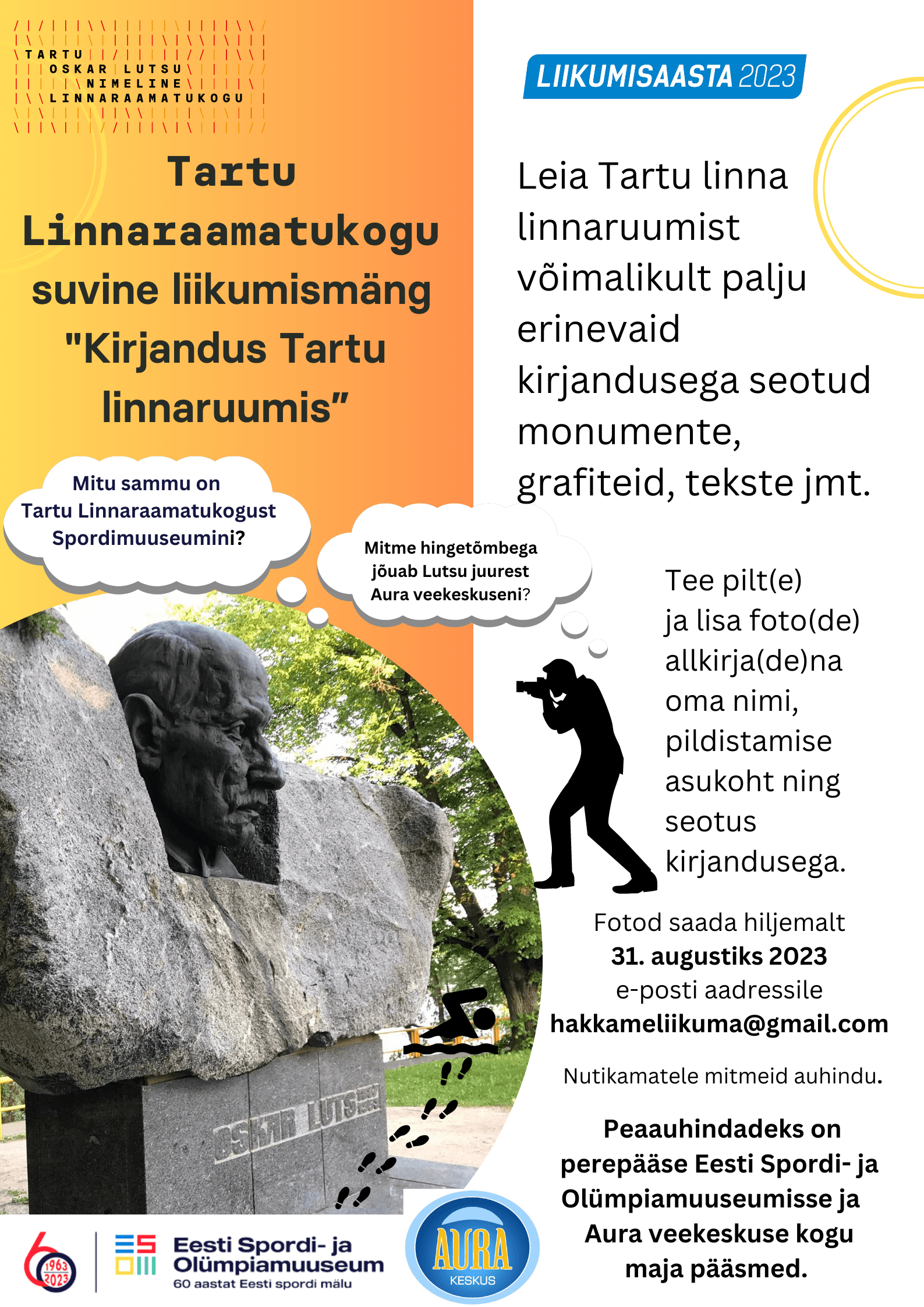 plakat liikumismängule Kirjandus Tartu linnaruumis