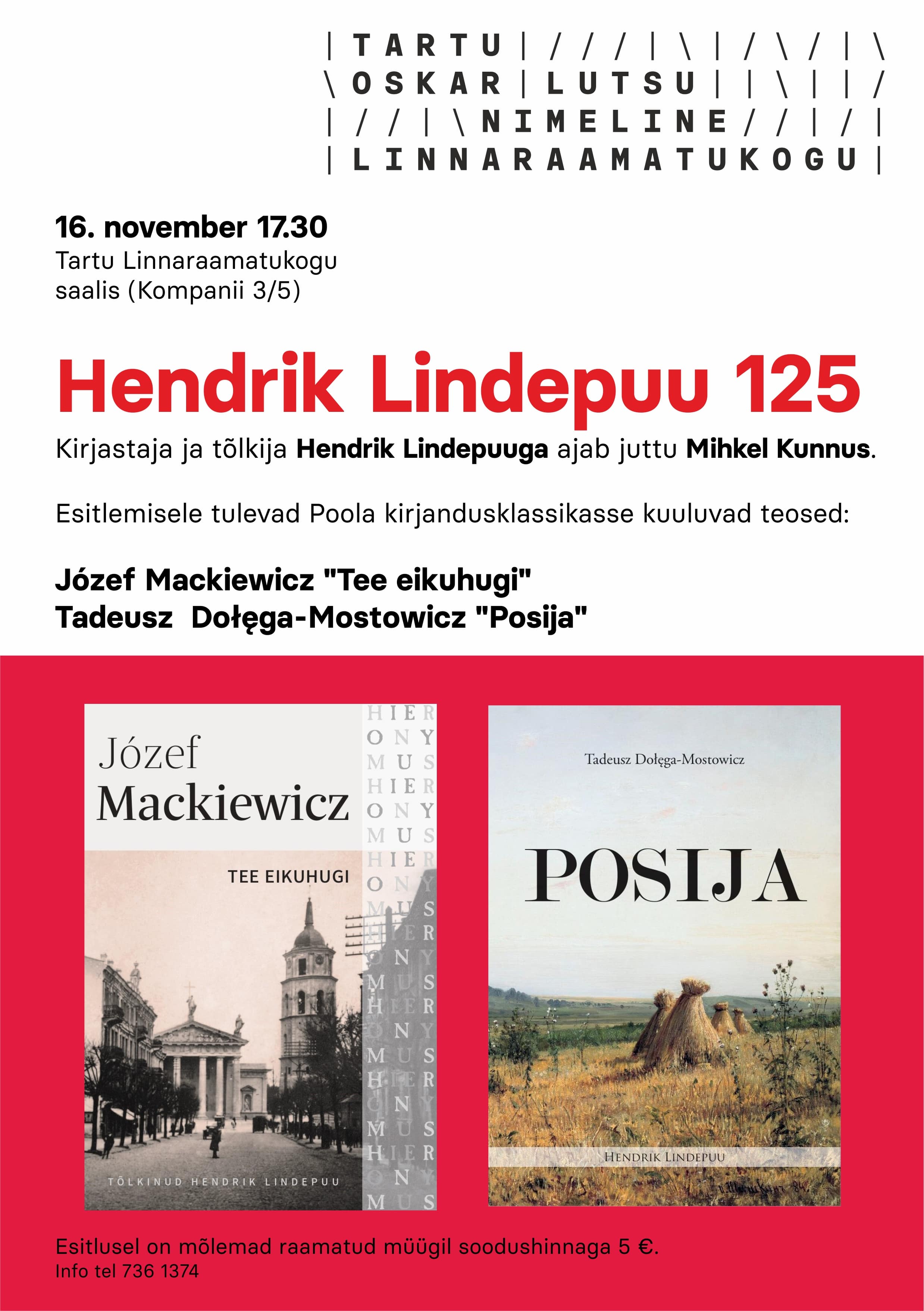 plakat kohtumisõhtule Hendrik Lindepuu 125