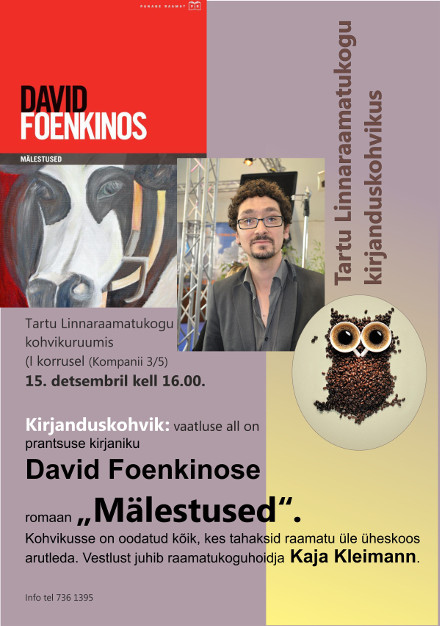 kirjanduskohviku plakat david foenkinos mälestused