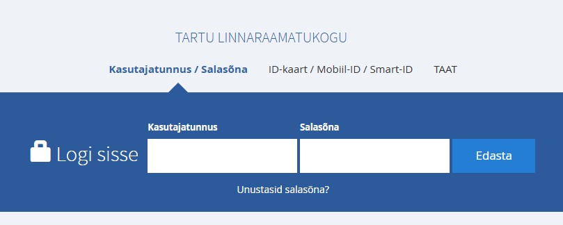 Esteri kataloogi sisselogimisleht